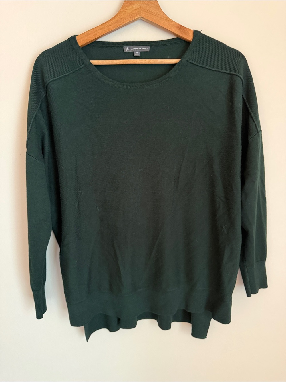 Adrienne Vittadini Dark Green Scoop Neck Sweater